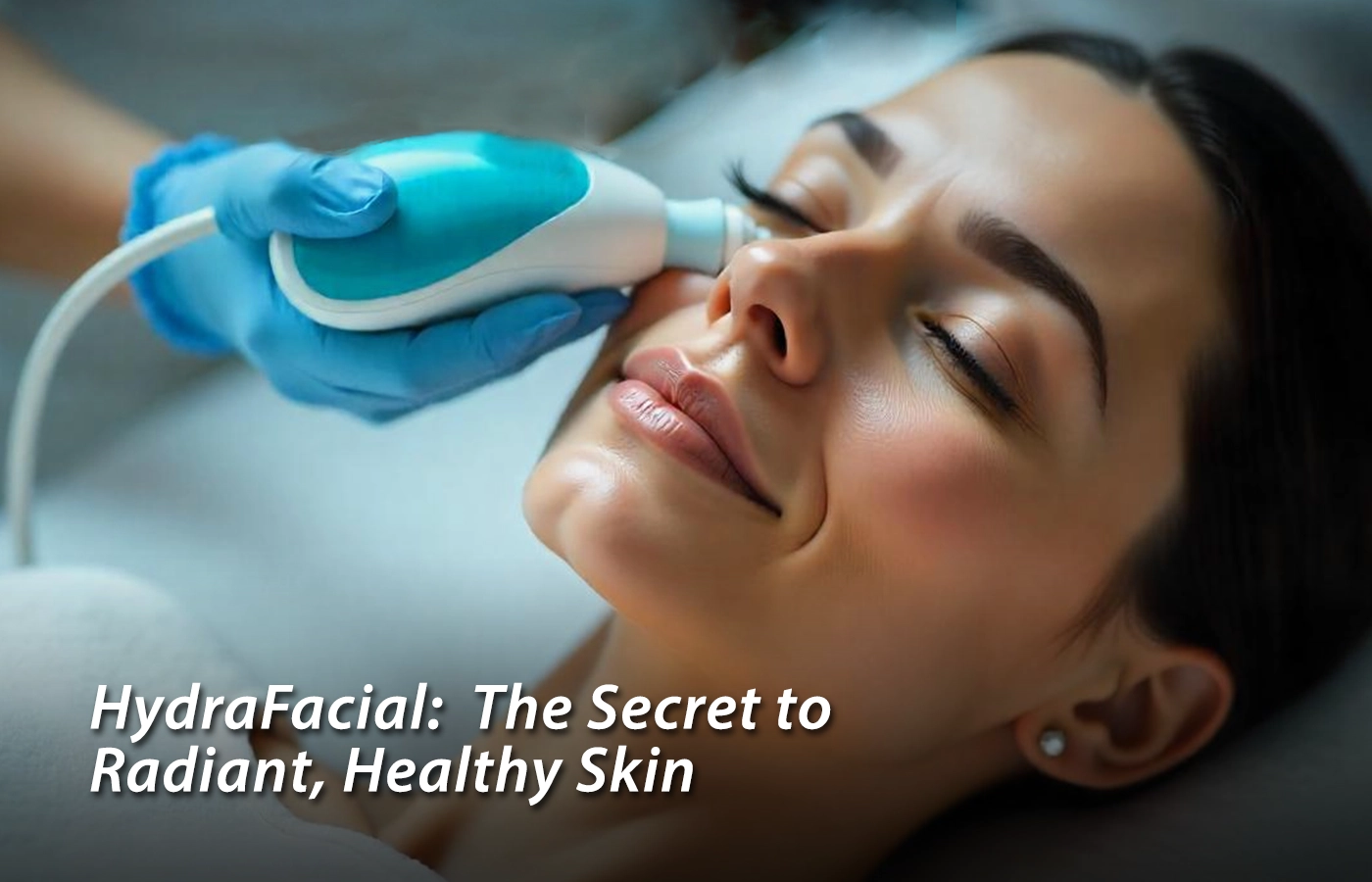 Middle-aged woman receiving a HydraFacial treatment at Dinaaz Hair & Skin Clinic in Bangalore, showcasing professional skincare in a calm and clean spa setting.